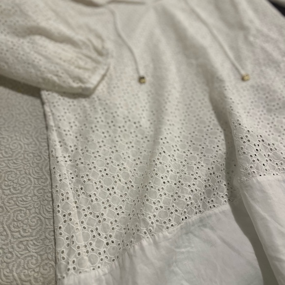 Tory Burch Soraya White Eyelet Tunic Cover Up Drawstring Resort Beach Top - Picture 10 of 11